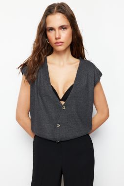 Trendyol Anthracite Asymmetric Premium/Special Yarn Knitwear Blouse