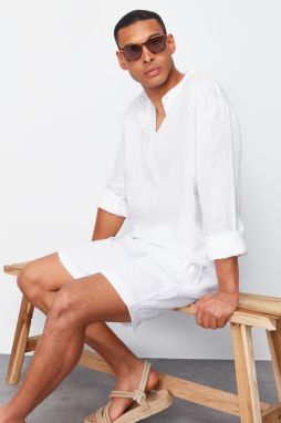 Trendyol White Muslin Woven Summer Shorts