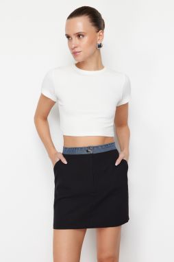 Trendyol Black Denim Detailed Pencil Straight Cut Mini Length Woven Skirt