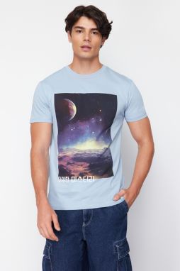 Trendyol Blue Galaxy Printed Regular Cut T-Shirt