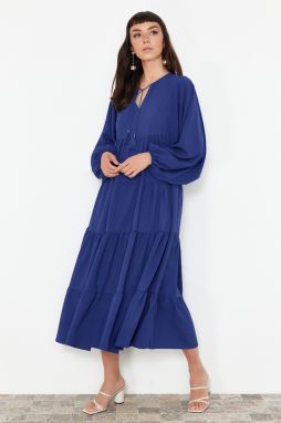 Trendyol Saks Tassel Tie Detailed Woven Dress
