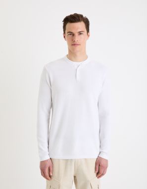 Biely pánsky sveter Celio henley Genicolo