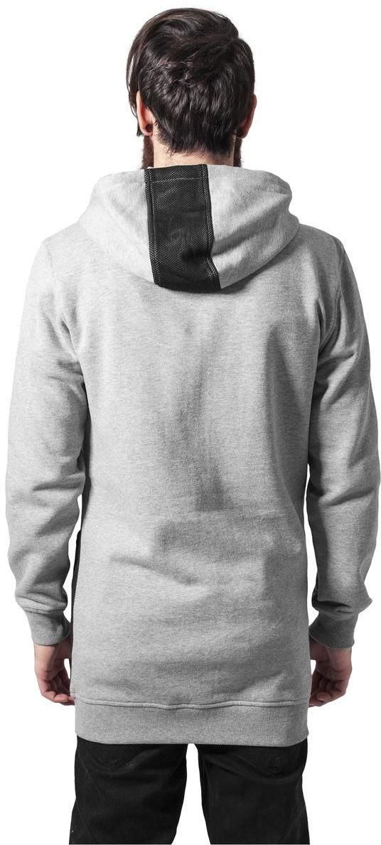 Long Peached Tech Zipper Hoody Grey/Bl