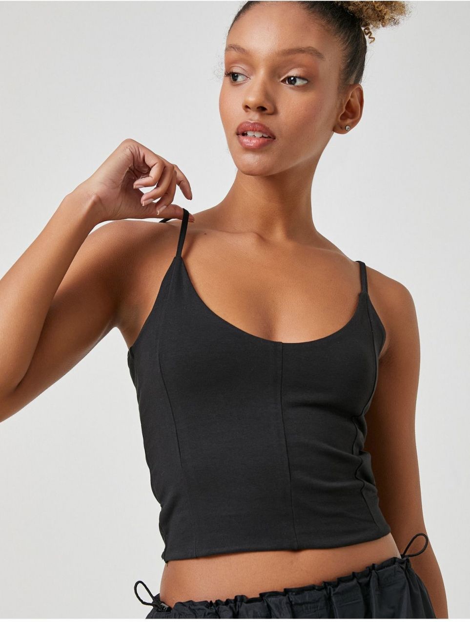 Koton Crop Undershirt Thin Strap U Neck Ribbed