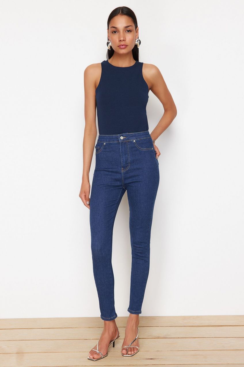 Trendyol Dark Blue High Waist Skinny Jeans