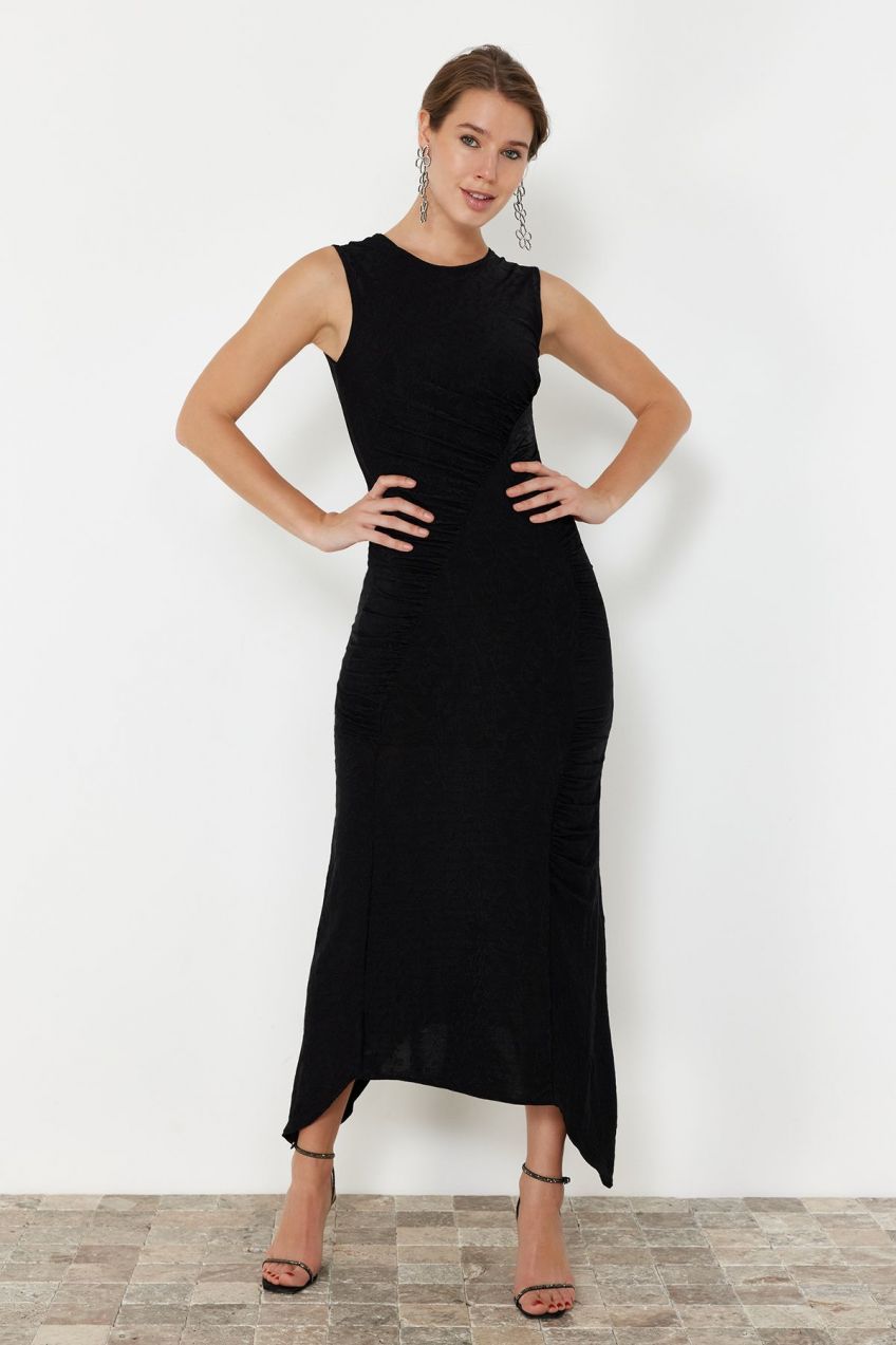 Trendyol Black Fitted Woven Evening Dress