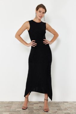 Trendyol Black Fitted Woven Evening Dress