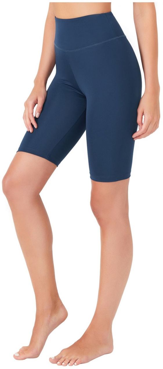 LOS OJOS Women's Navy Blue High Waist Compression Cycling Shorts Sports Leggings