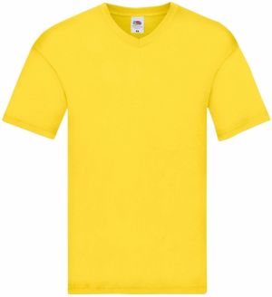 Original V-neck Fruit of the Loom Men's Yellow T-shirt