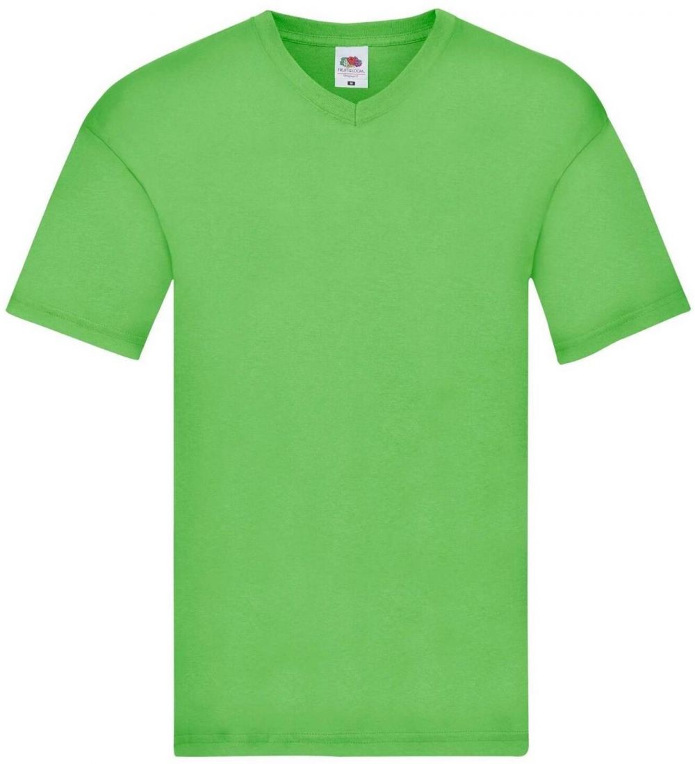 Green T-shirt Original V-neck Fruit of the Loom