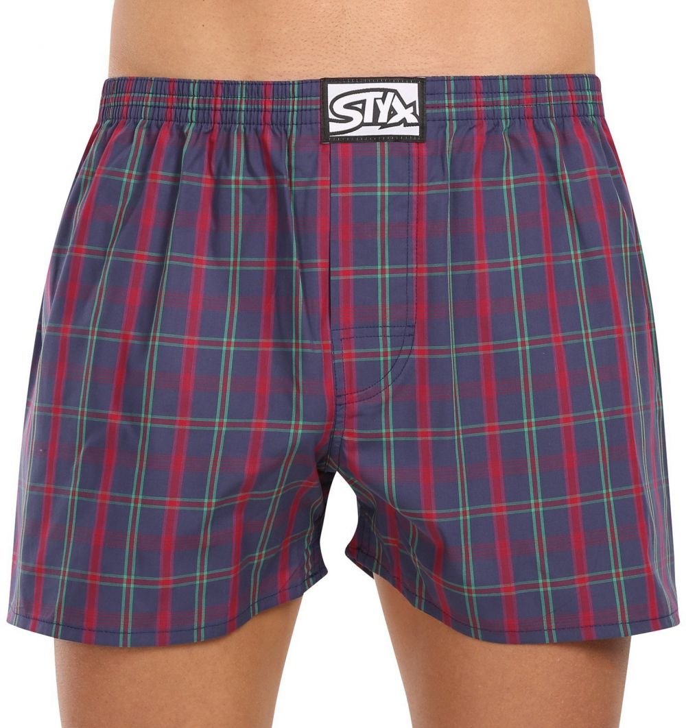Červeno-modré pánske kockované trenírky Styx
