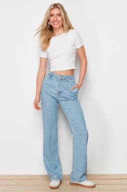 Trendyol Blue 100% Tencel™ Pocket Detailed High Waist Wide Leg Jeans
