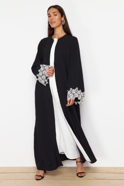 Trendyol Black Woven Cap & Abaya & Abaya With Lace Detail On Sleeve