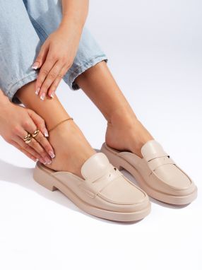 Shelvt Beige built-in women's flip-flops