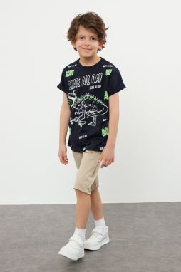 Trendyol Navy Blue Boy Printed Knitted T-Shirt