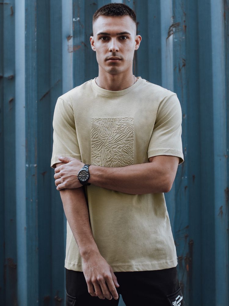 Men's beige T-shirt Dstreet