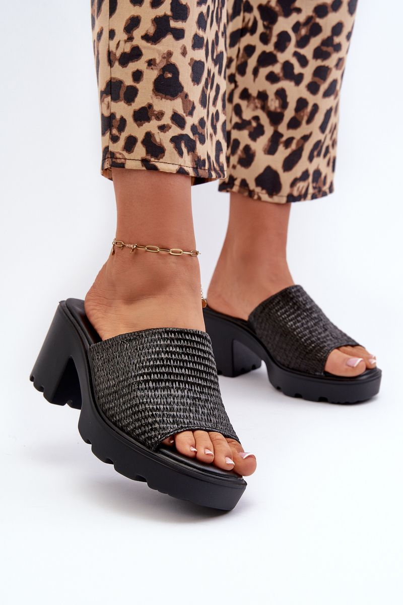 Black Women's Titantha Knitted High Heel Slippers