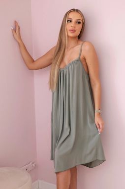 Women's viscose dress with straps - khaki