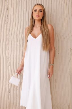 Women's muslin dress with straps - white