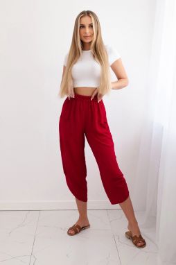 Wide-leg trousers with burgundy pockets