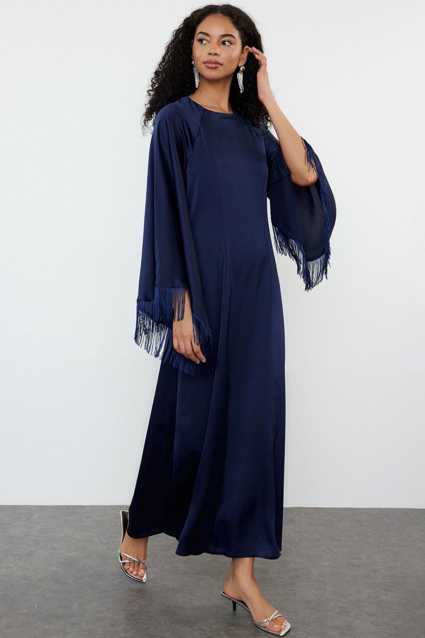 Trendyol Navy Blue Otrisch Detailed Woven Evening Dress