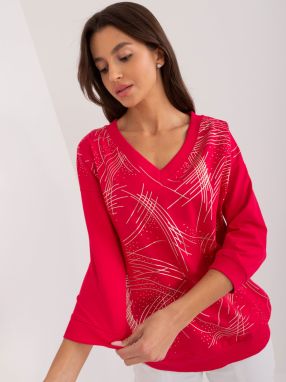 Red women's blouse with a glossy print