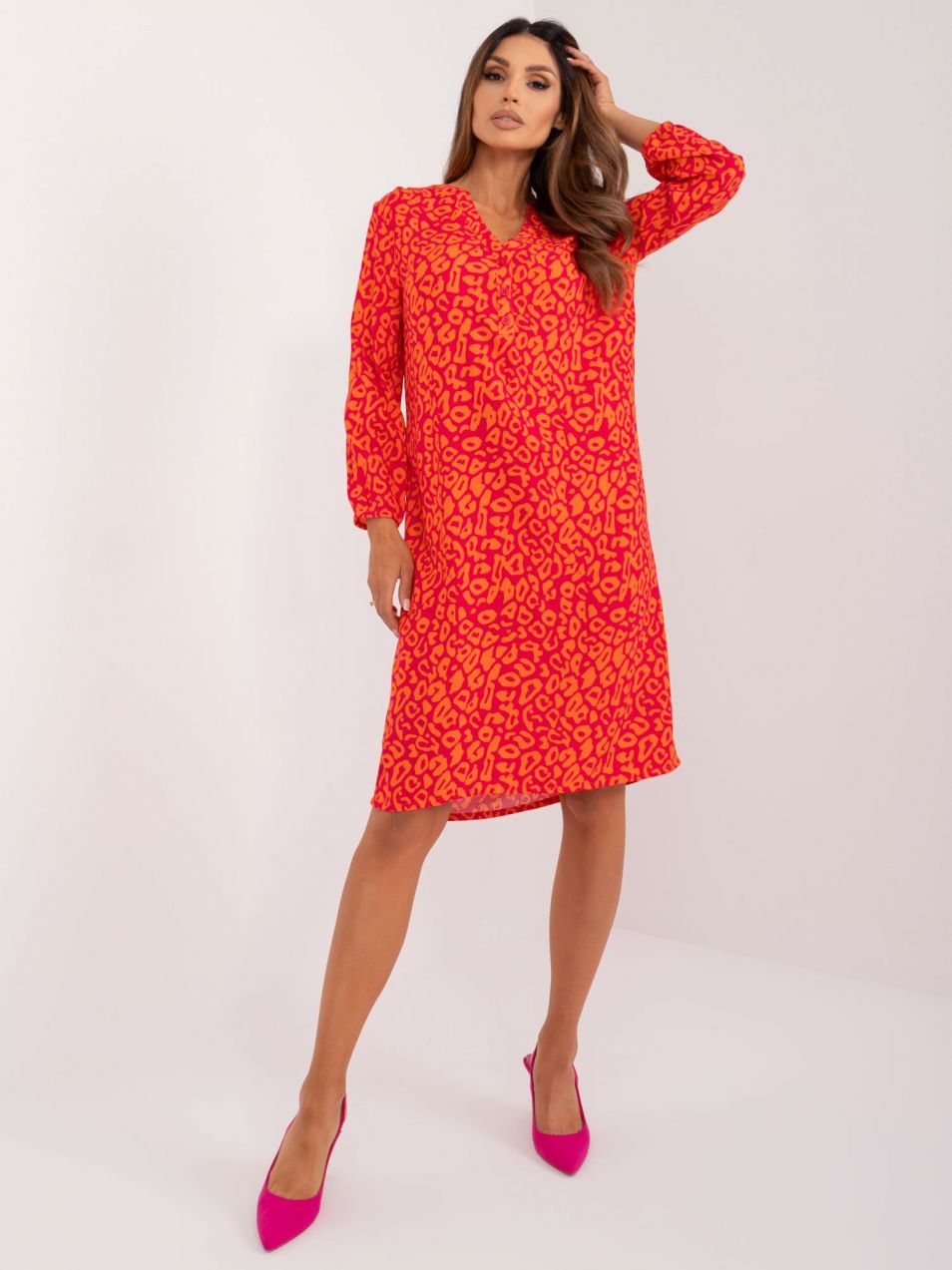 Fuchsia loose dress with buttons SUBLEVEL