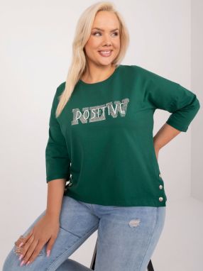 Dark green blouse in a larger size with 3/4 sleeves