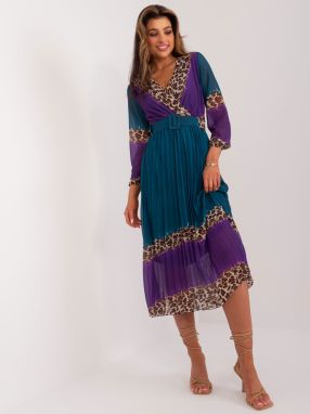 Blue airy dress with a clutch neckline