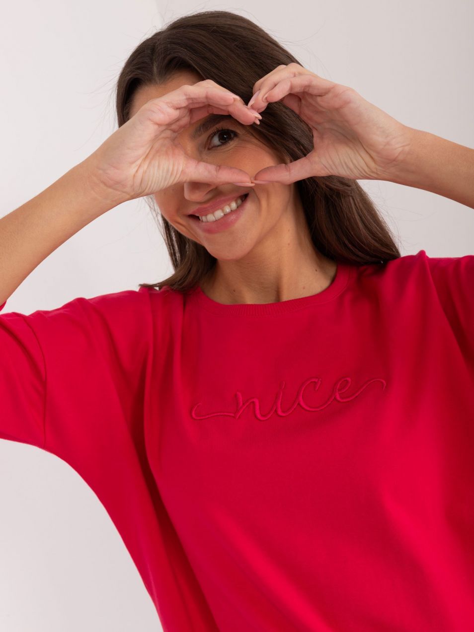 Red casual blouse with cuff