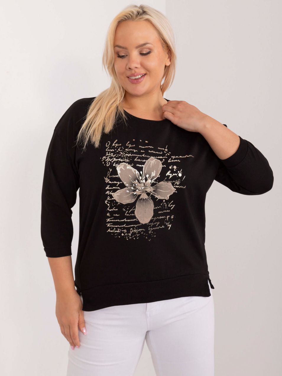 Black women's plus-size blouse with slits
