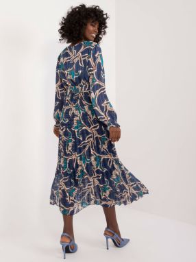 Navy blue dress with pleats