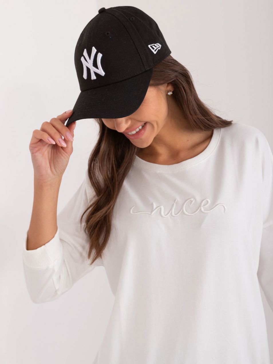 Ecru sweatshirts oversize with inscription