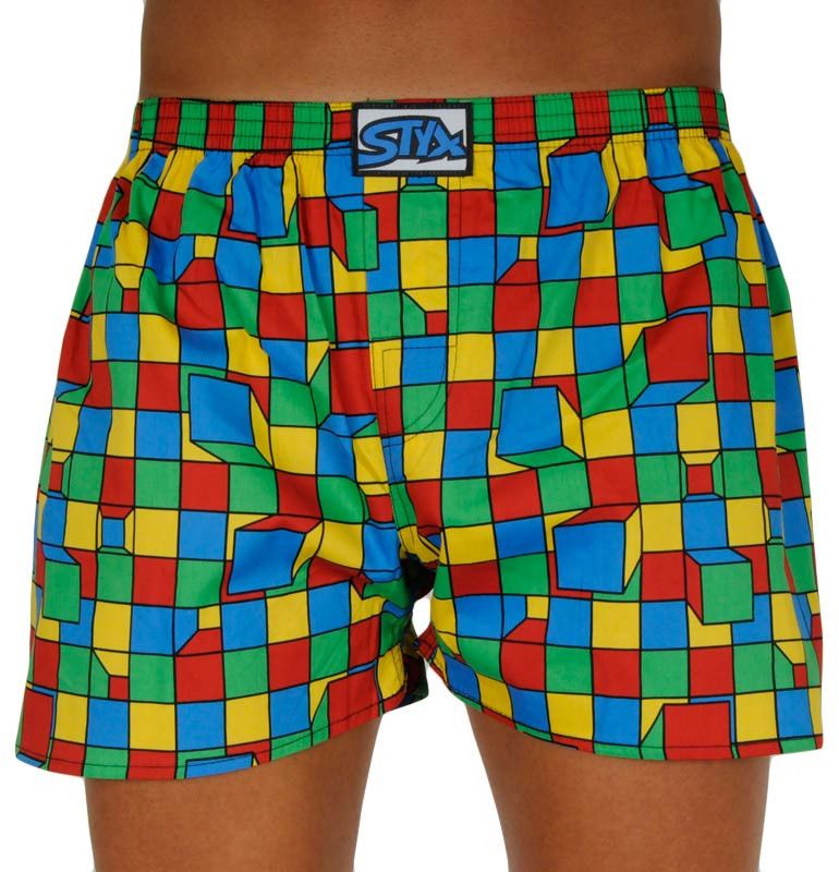 Pánske šortky Styx art classic guma oversize kocky (E959)