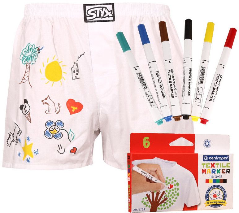 Men's shorts Styx classic rubber white + markers for textiles