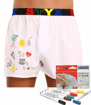 Men's shorts Styx sports rubber white + markers for textiles