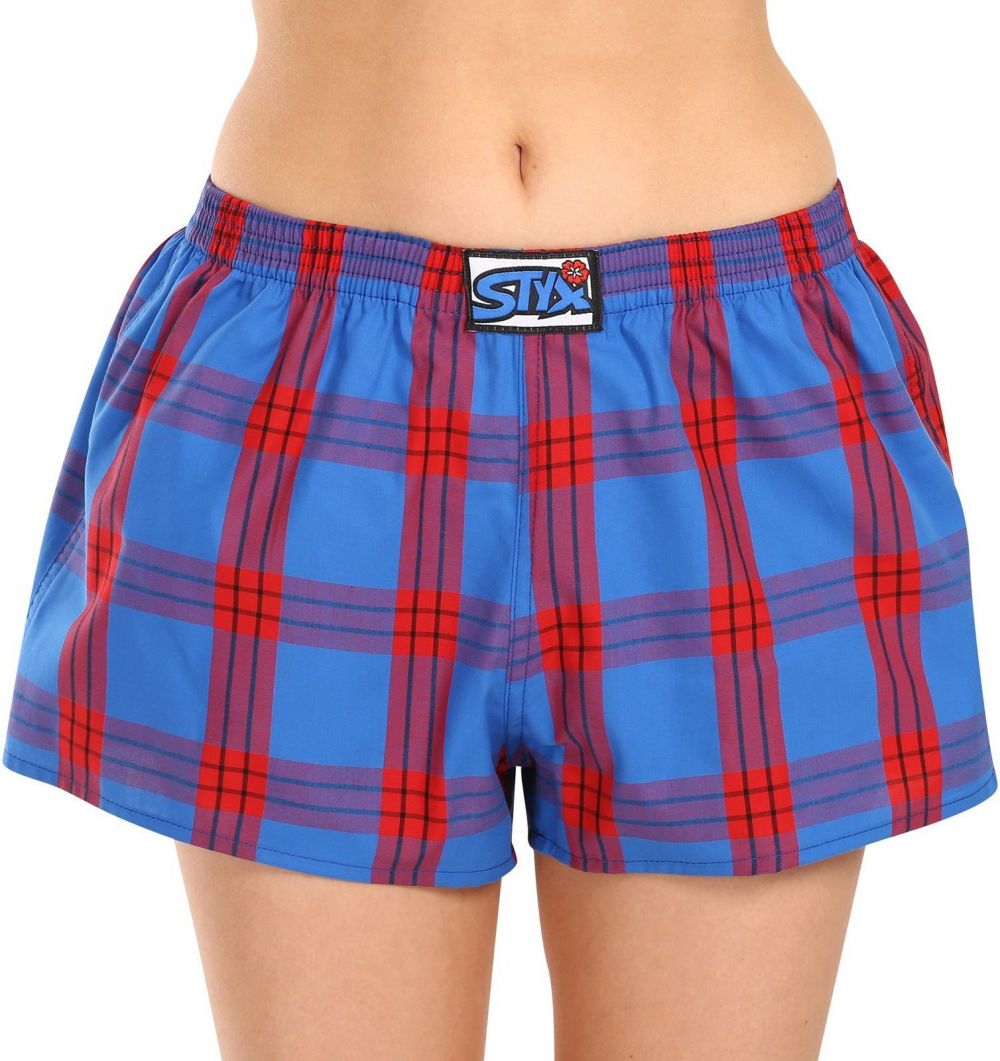 Červeno-modré dámske kockované trenírky Styx