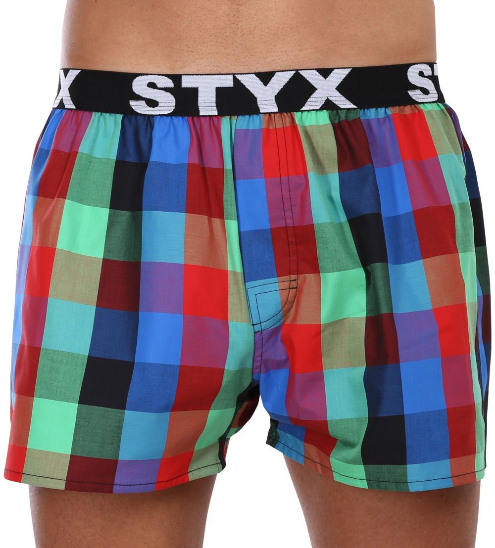 Modro-zelené pánske kockované trenírky Styx
