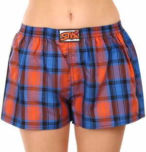 Oranžovo-modré dámske kockované trenírky Styx