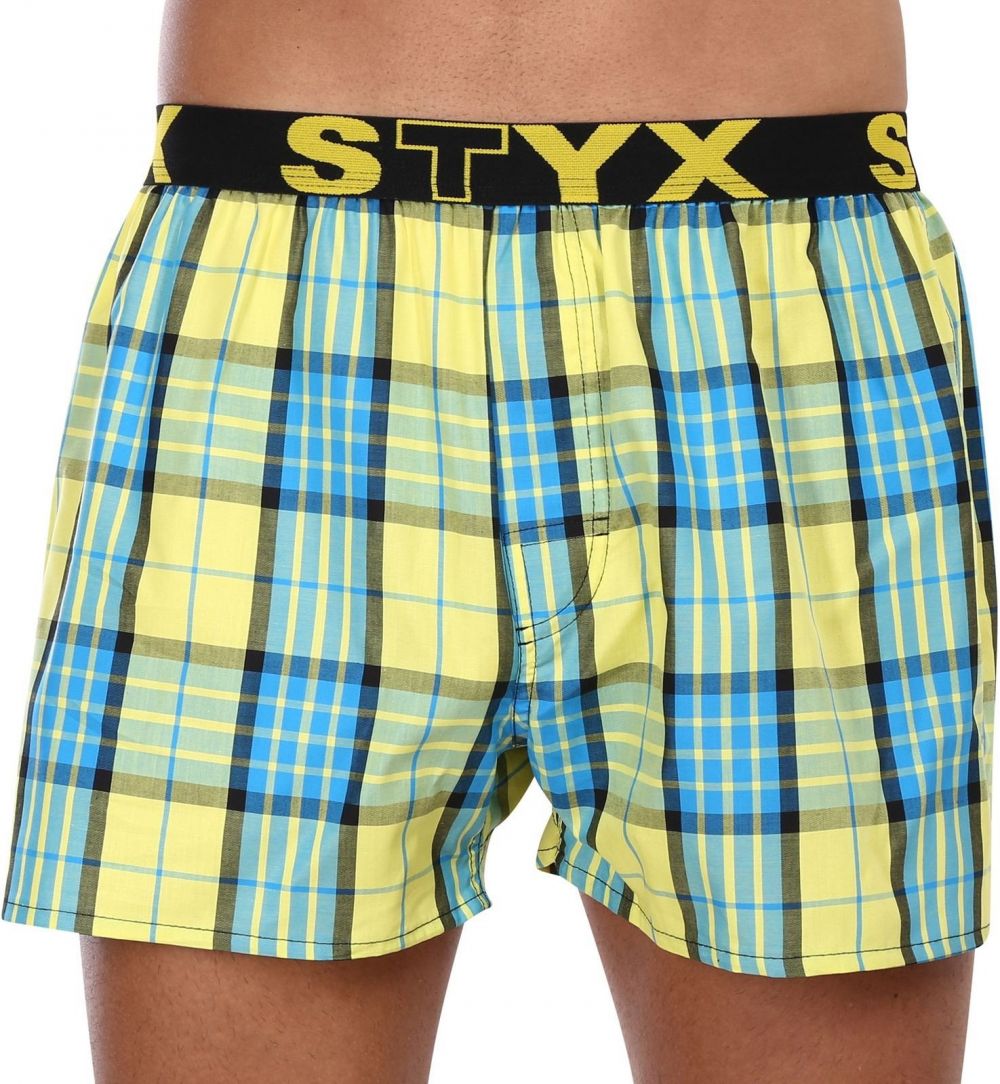 Modro-žlté pánske kockované trenírky Styx