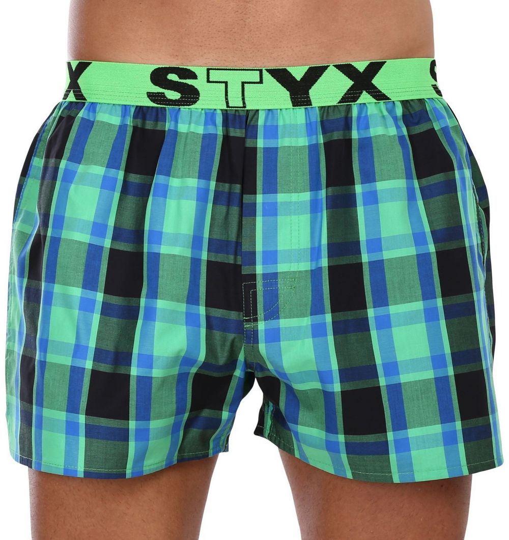 Modro-zelené pánske kockované trenírky Styx