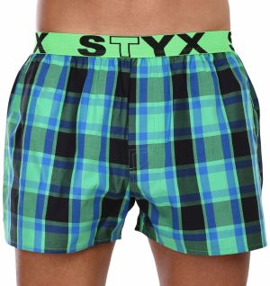 Modro-zelené pánske kockované trenírky Styx