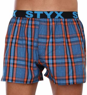 Oranžovo-modré pánske kockované trenírky Styx