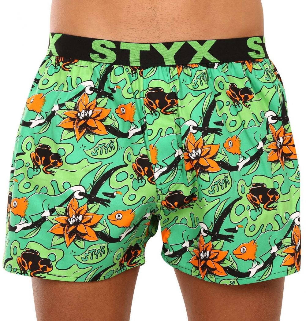 Zelené pánske kvetované trenírky Styx