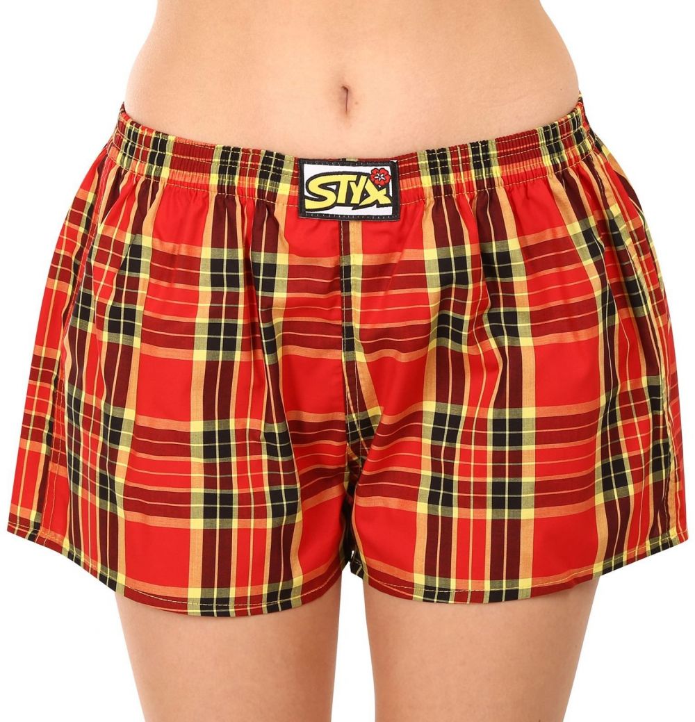 Žlto-červené dámske kockované trenírky Styx
