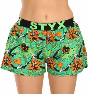 Oranžovo-zelené dámske vzorované trenírky na spanie Styx Tropic