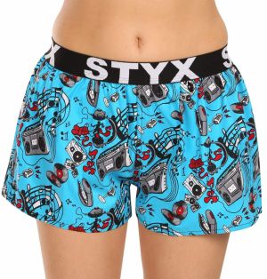 Čierno-modré dámske vzorované trenírky na spanie Styx Hudba