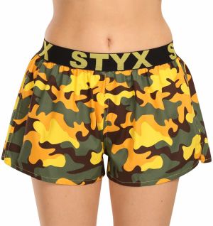 Zeleno-žlté dámske vzorované trenírky na spanie Styx Maskáč