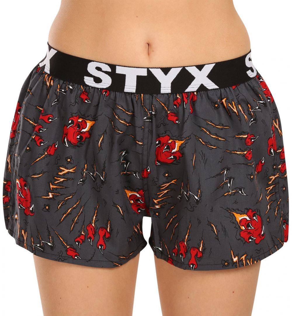 Červeno-sivé dámske vzorované trenírky na spanie Styx Pazúry