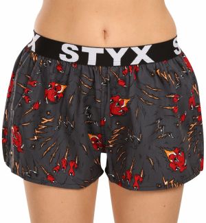 Červeno-sivé dámske vzorované trenírky na spanie Styx Pazúry